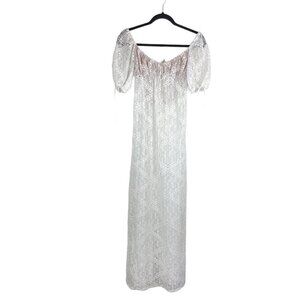 For Love and & Lemons Portola Floral Lace Maxi Dress White Size XS